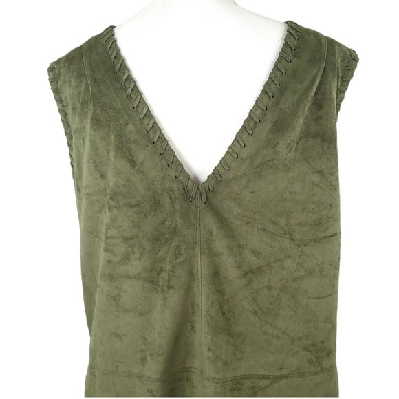 ASTR The Label Green Faux Suede Mini Dress Womens Sz S Sleeveless Slash Pockets - Picture 10 of 12